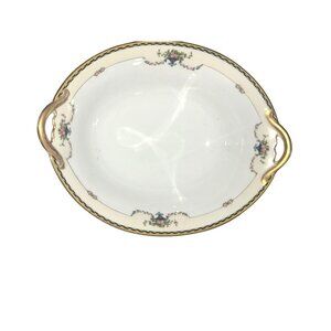 Noritake Rosemary Oval Serving Bowl With Gold Handles